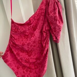 Free People Pink Floral Bodysuit